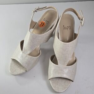 IMPO HANYA Women's Beige Textured Block Heel Slingback Sandals Size 11